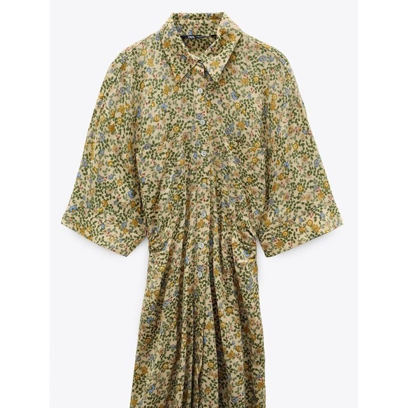 NWT Zara Gorgeous new Printed Floral Shirt Midi Dress Zara.price is firm - Picture 5 of 8